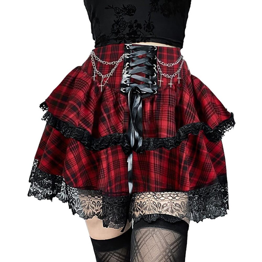 9551 Plaid Skirt Pleated Skirts Summer Casual Maxi Skirt Plus Size Summer